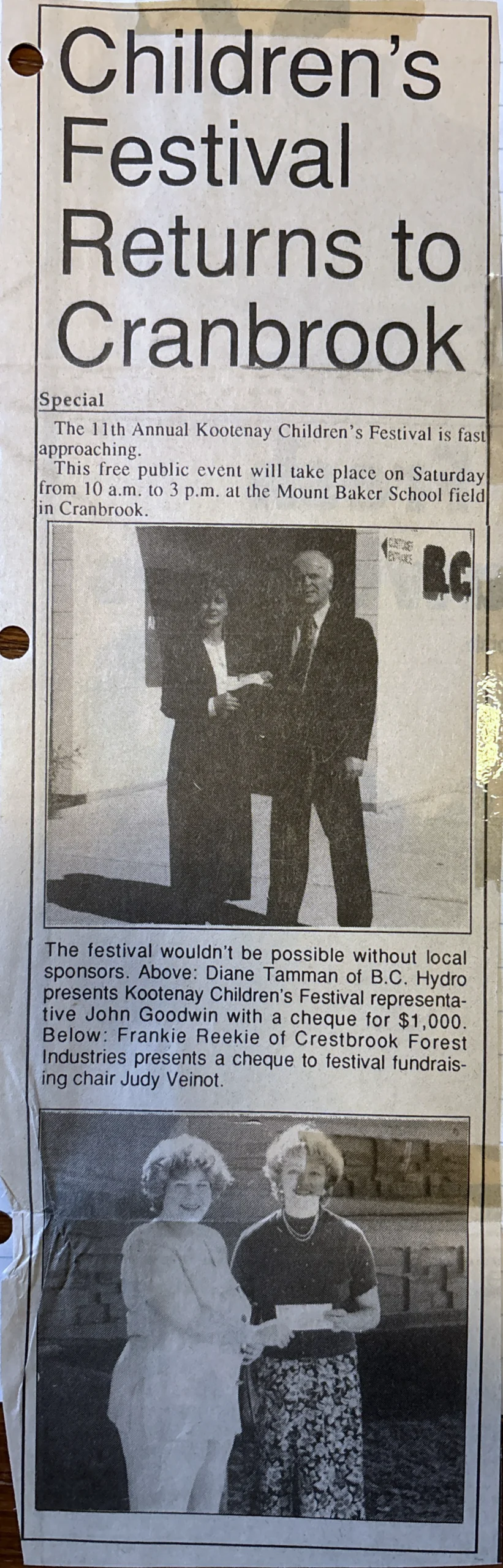 Kootenay Children&rsquo;s Festival, 1996
