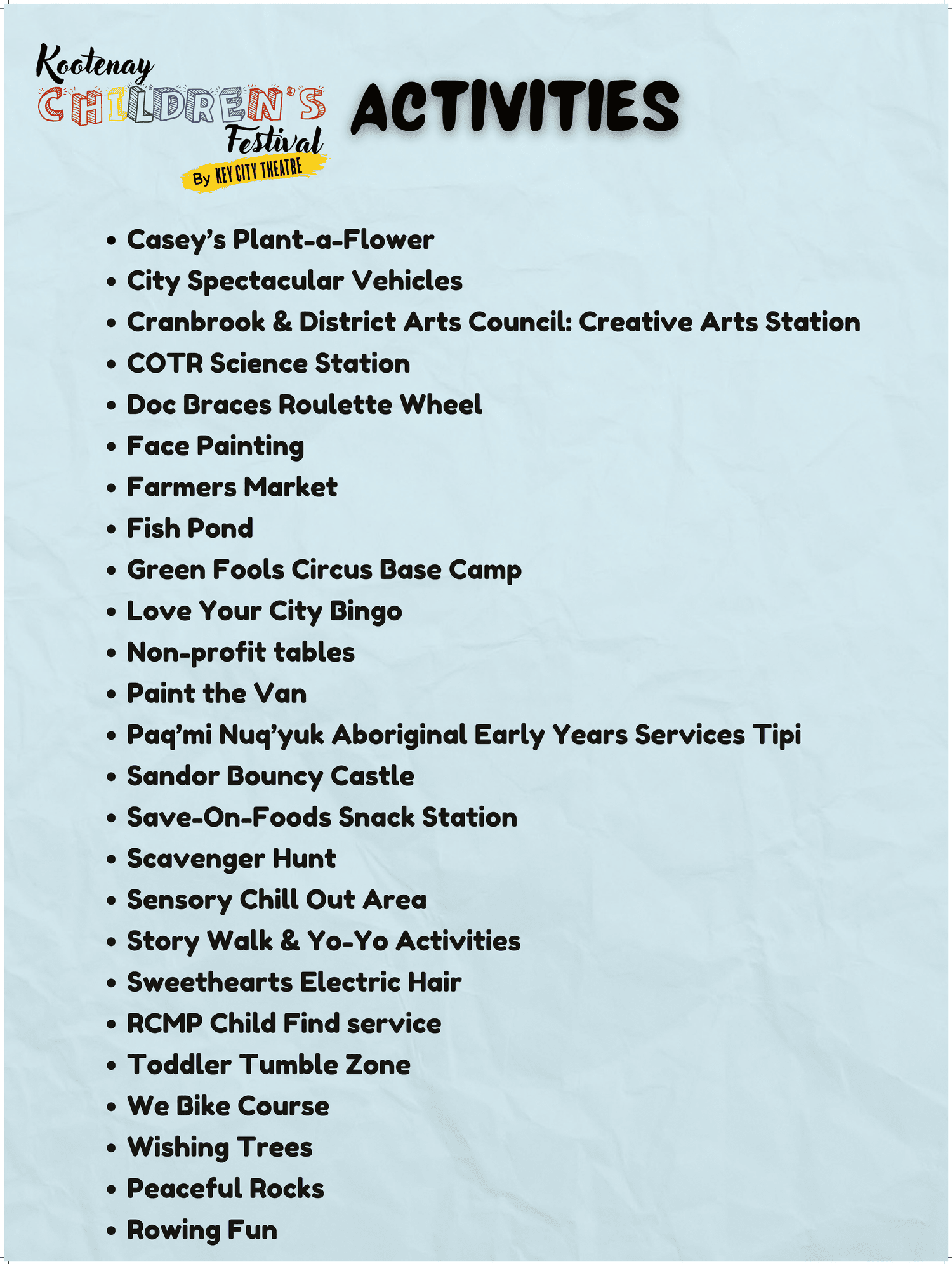Kootenay Children&rsquo;s Festival, 2024