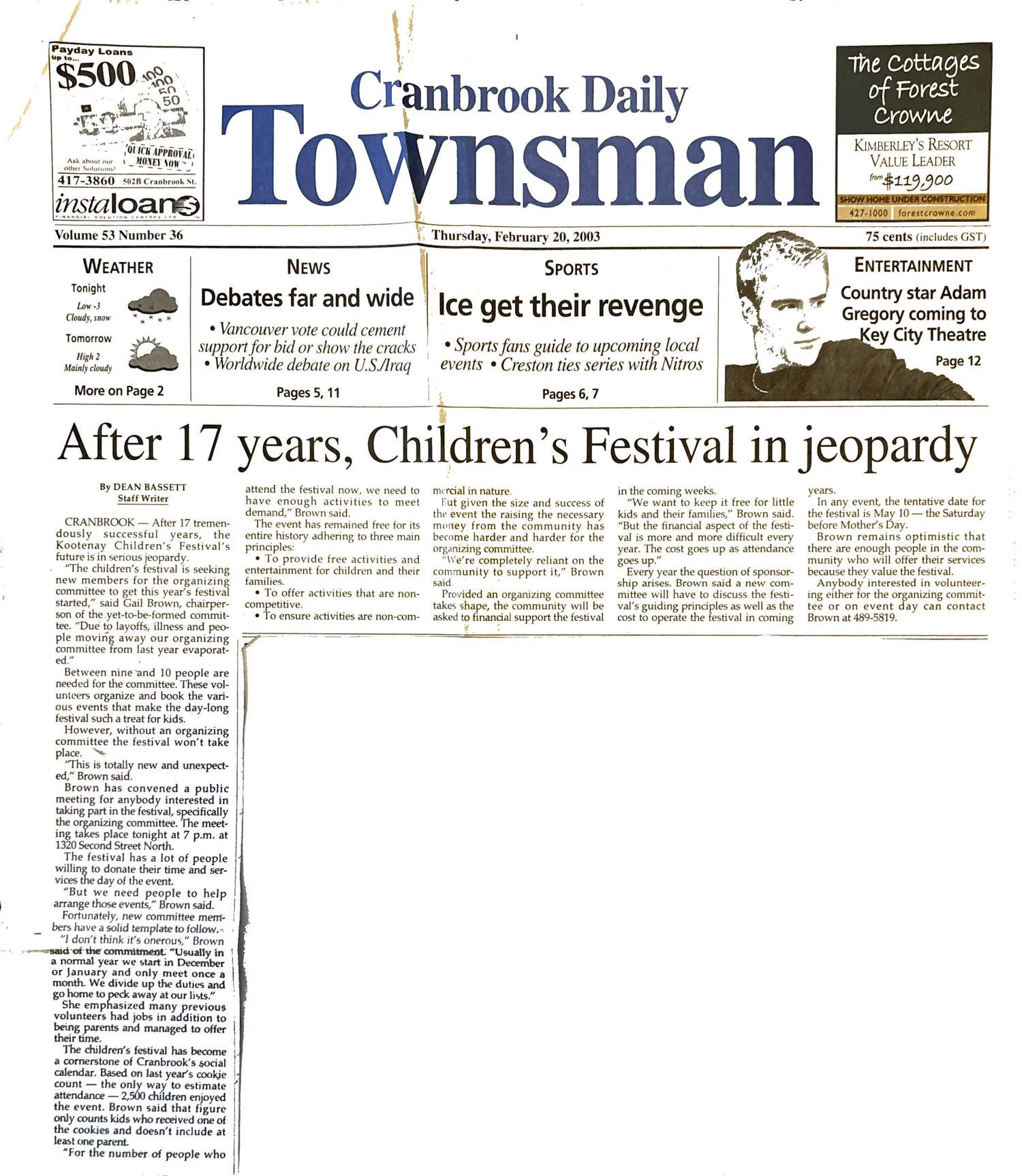 Kootenay Children&rsquo;s Festival, 2003