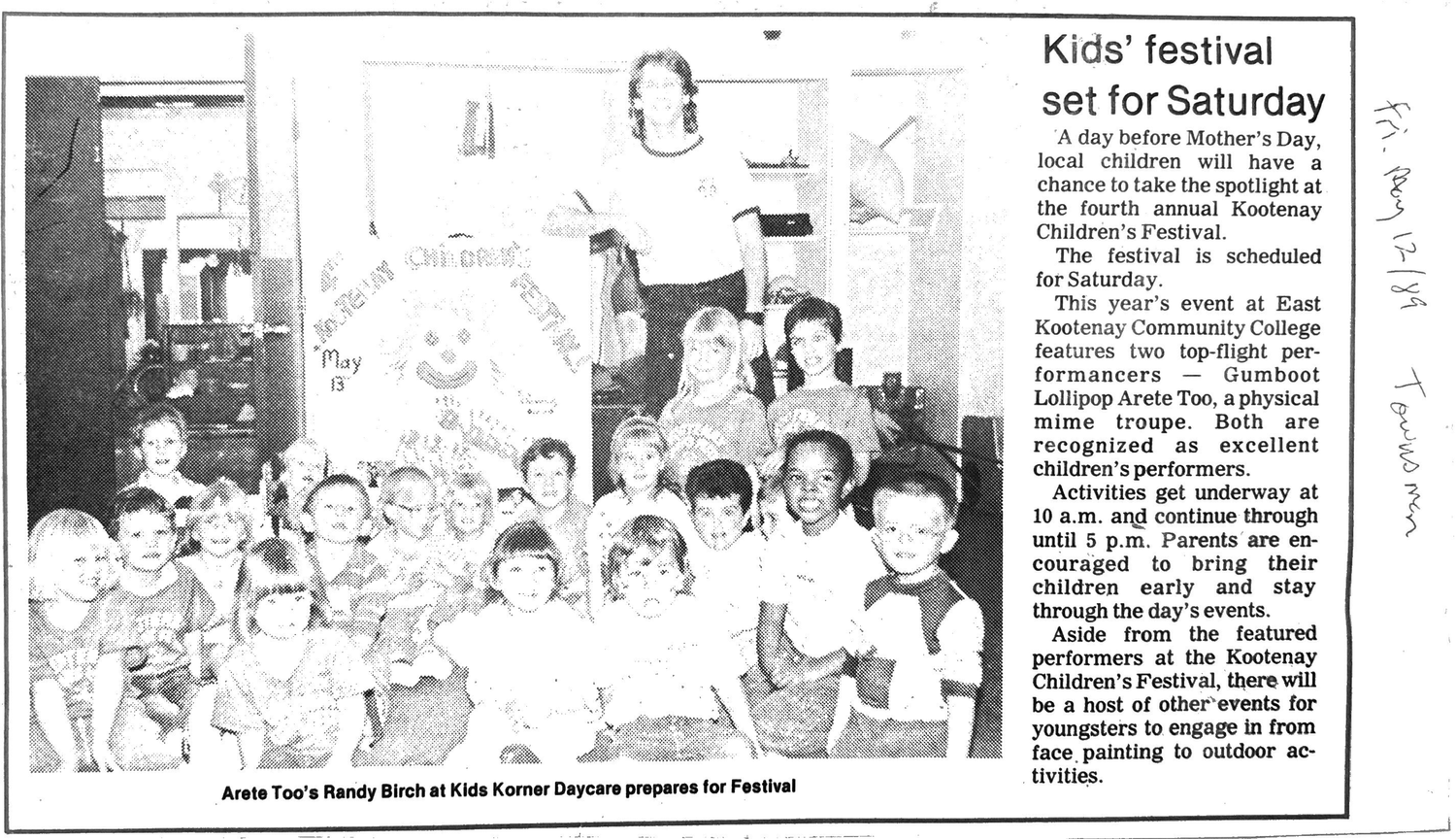 Kootenay Children&rsquo;s Festival, 1989