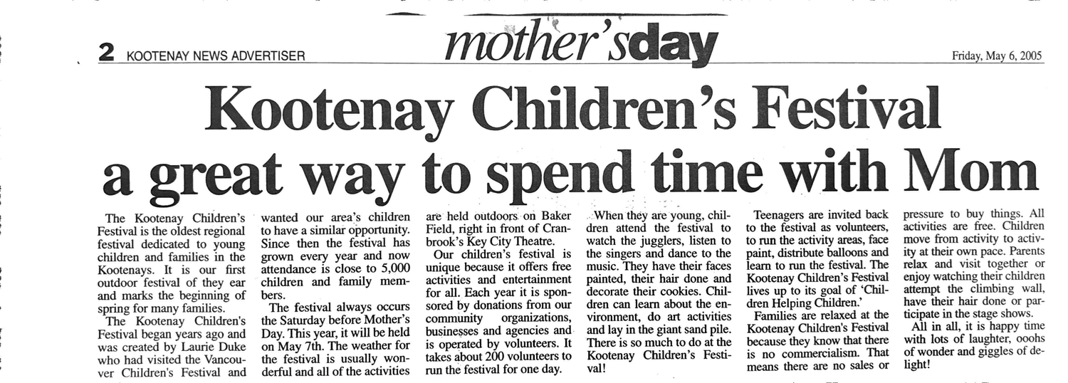 Kootenay Children&rsquo;s Festival, 2005