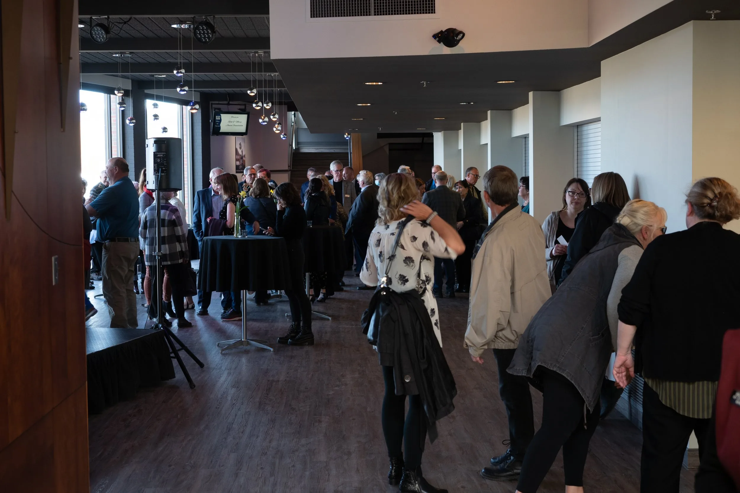 Patrons filling the lobby corridor before a Key City Theatre show