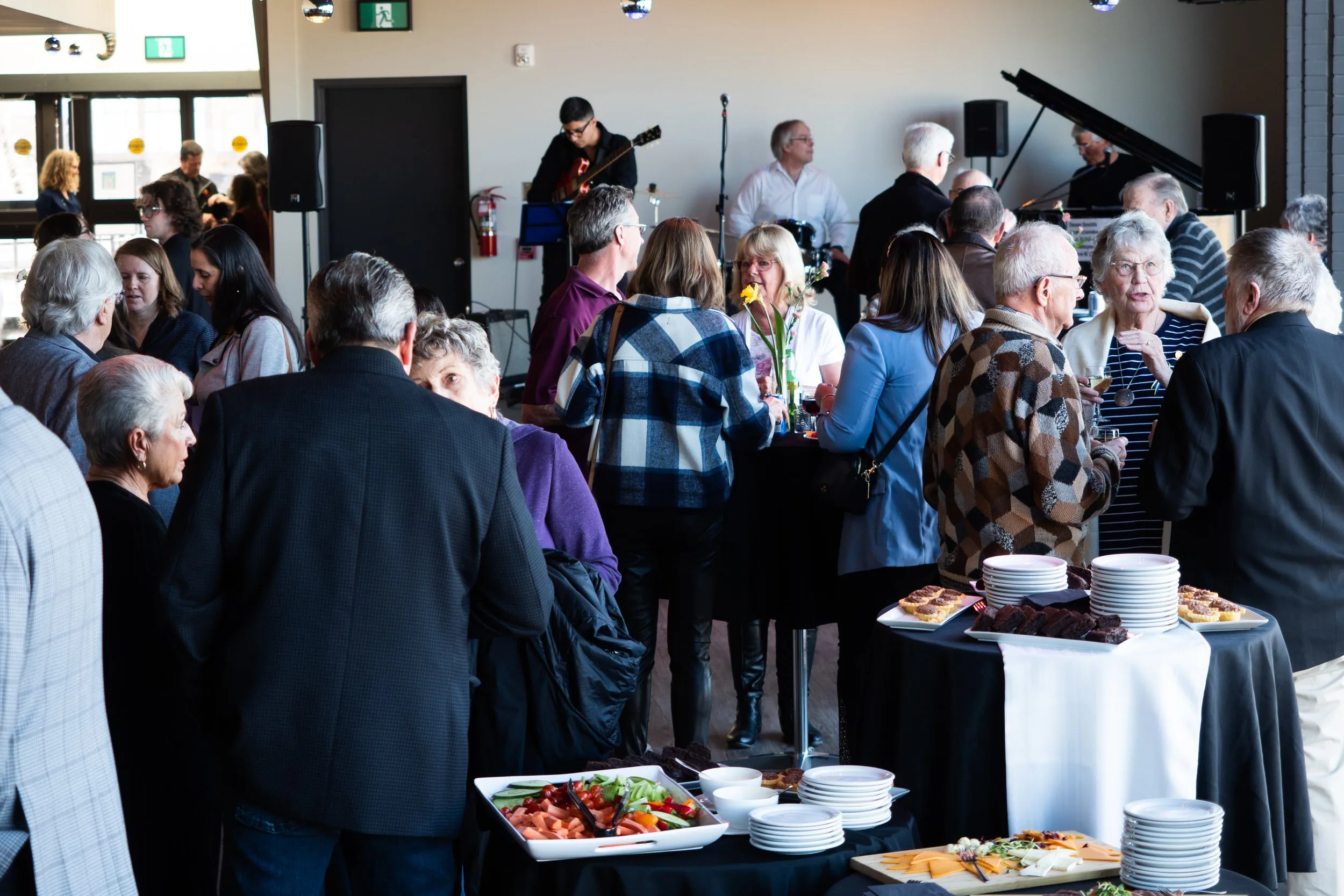 Catered reception laid out in the Key City Theatre lobby